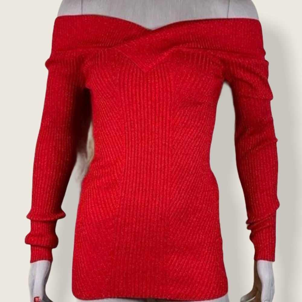 Candies - long sleeve double v ribbed blouse